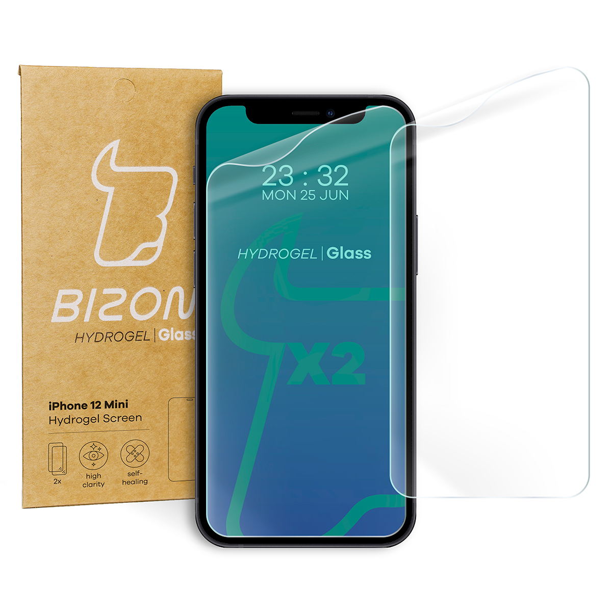 Folia hydrożelowa Bizon Film Hydrogel Front Duo dla iPhone 12 Mini, 2 sztuki